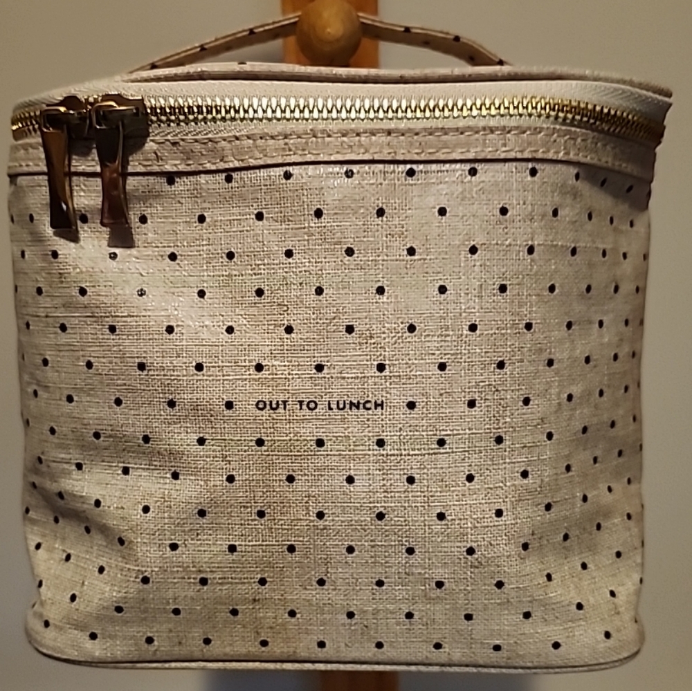 Kate Spade Polka Dot Insulted Lunch Bag Tote "Out To Lunch" Makeup Bag